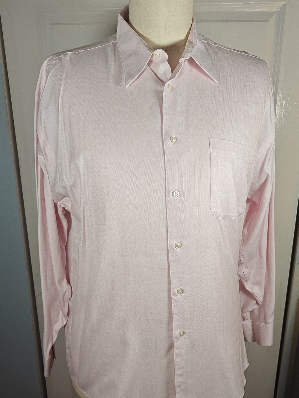 Pronto Uomo Light Pink Herringbone Long Sleeve Dress Shirt 17.5x34/35